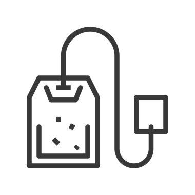 Çay poşeti vektör, kahve ilgili satırı tasarım düzenlenebilir kontur simgesini