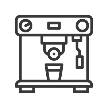 Kahve makinesi vektör, kahve ilgili satırı tasarım düzenlenebilir kontur simgesini
