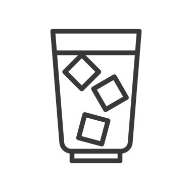 Buzlu kahve vektör, kahve ilgili satırı tasarım düzenlenebilir kontur simgesini