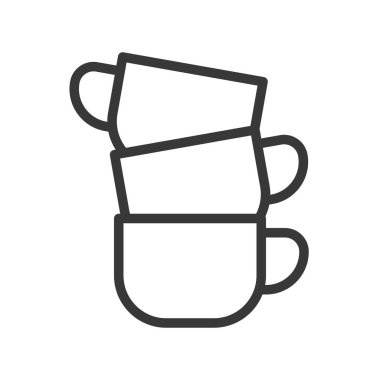 Kahve Kupası vektör, kahve ilgili satırı tasarım düzenlenebilir kontur simgesini