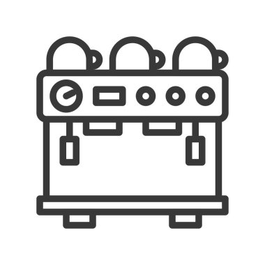 Espresso makinesi vektör, kahve ilgili satırı tasarım düzenlenebilir kontur simgesini