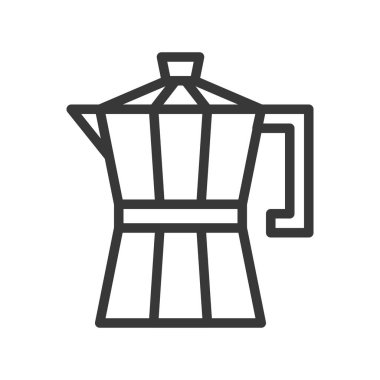 Moka pot vektör, kahve ilgili satırı tasarım düzenlenebilir kontur simgesini