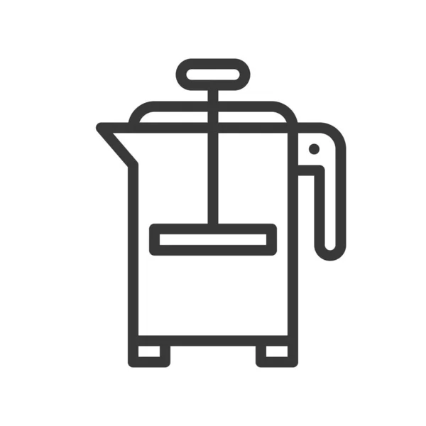 Vector Prensa Francés Diseño Línea Relacionada Con Café Icono Carrera — Vector de stock