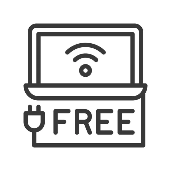 Vetor Wifi Gratuito Café Relacionado Com Design Linha Ícone Curso — Vetor de Stock