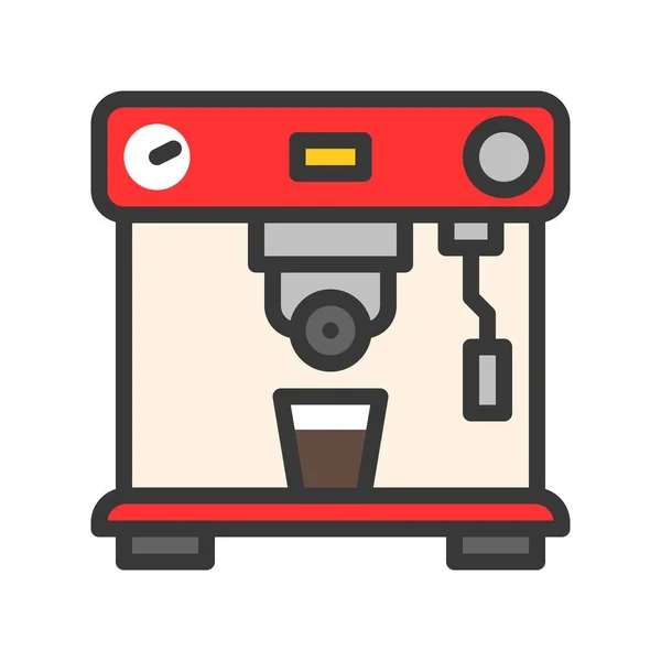 コーヒー マシンのベクトル コーヒー関連充填デザイン編集可能なストローク アイコン — ストックベクタ