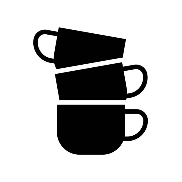 Вектор Чашки Кофе Связанный Кофе Твердой Конструкции — стоковый вектор