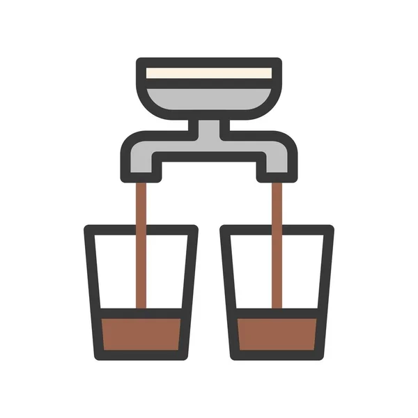 Double Shot Vektor Kaffee Bezogene Gefüllte Design Editierbare Schlaganfall Symbol — Stockvektor