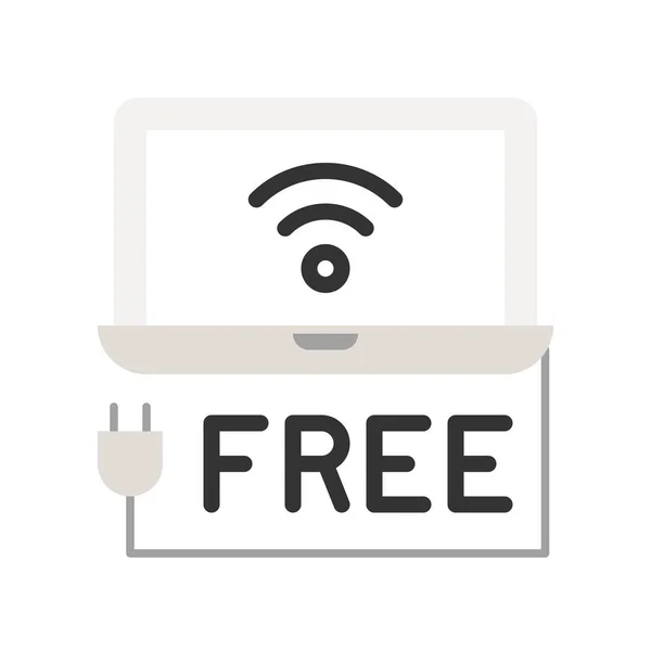Бесплатный Беспроводной Доступ Интернет Иконка Плоского Дизайна Связанная Кофе — стоковый вектор