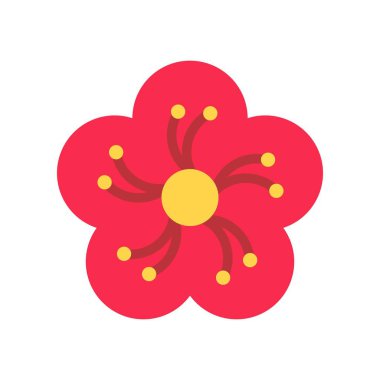 Erik çiçeği vektör, Çin yeni yılı ilgili düz tasarım simgesi
