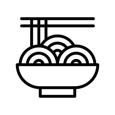 Çin noodle vektör, Çin yeni yılı ilgili satırı tasarım simgesi düzenlenebilir kontur