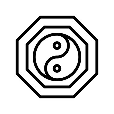 Yin ve yang vektör, Çin yeni yılı ile ilgili satırı tasarım simgesi düzenlenebilir kontur