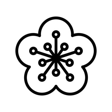 Erik çiçeği vektör, Çin yeni yılı ilgili satırı tasarım simgesi düzenlenebilir kontur