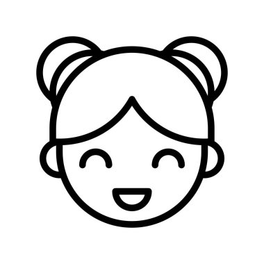 Çinli kız yüz vektör, Çin yeni yılı ilgili satırı tasarım simgesi düzenlenebilir kontur