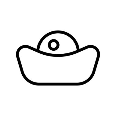 Çin altın külçe vektör, Çin yeni yılı ilgili satırı tasarım simgesi düzenlenebilir kontur