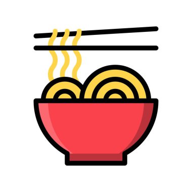 Vektör Çin noodle, Çin yeni yılı dolu tasarım simgesi düzenlenebilir kontur ile ilgili