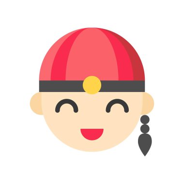 Çinli çocuk yüz vektör, Çin yeni yılı ilgili düz tasarım simgesi