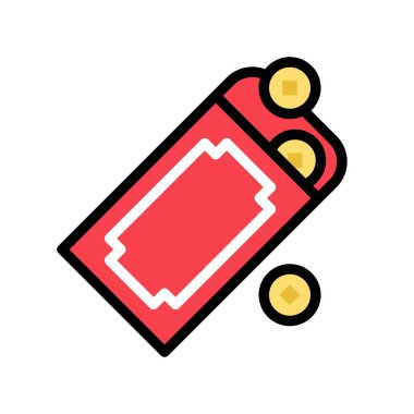 Kırmızı zarf vektör, Çin yeni yılı ilgili dolu tasarım simgesi düzenlenebilir kontur