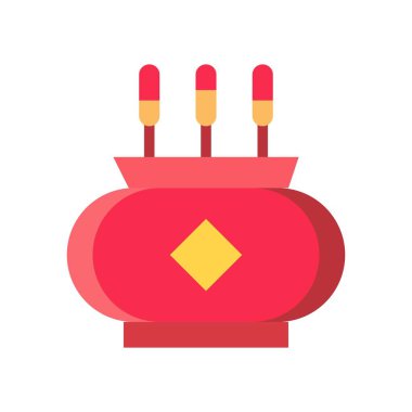 Tütsü pot vektör, Çin yeni yılı ilgili düz tasarım simgesi