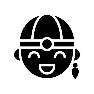 Çinli çocuk yüz vektör, Çin yeni yılı ilgili katı tasarım simgesi