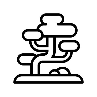 Bonsai vektör, Çin yeni yılı ilgili satırı tasarım simgesi düzenlenebilir kontur