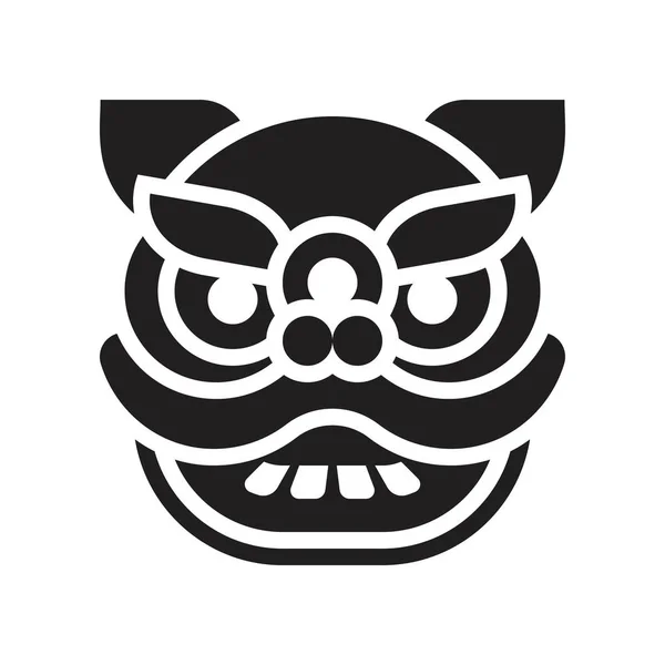 Lion Dance Hoofd Vector Chinees Nieuwjaar Verwante Solide Ontwerp Pictogram — Stockvector