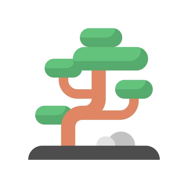 Bonsai Vector Año Nuevo Chino Icono Diseño Plano Relacionado — Vector de stock