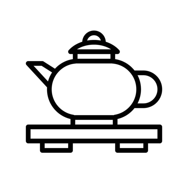 Theepot Vector Chinees Nieuwjaar Verwante Lijn Ontwerp Pictogram Bewerkbaar Beroerte — Stockvector