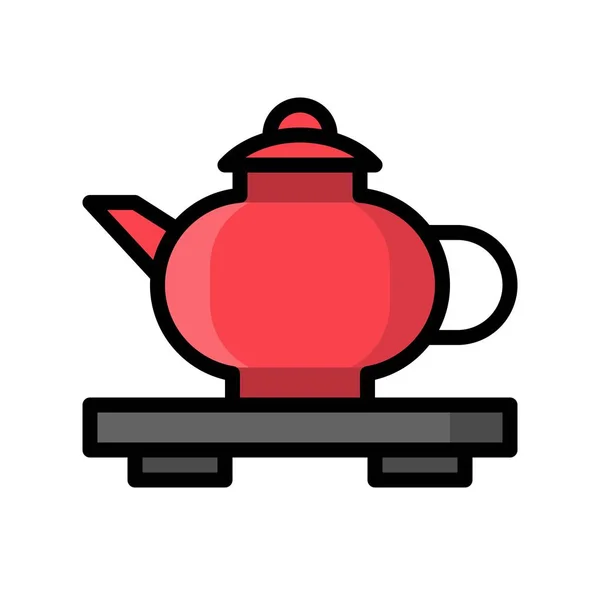 茶壶矢量 中国新年相关填充设计图标可编辑笔划 — 图库矢量图片