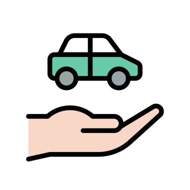 Dolgulu tasarım düzenlenebilir kontur simgesini araba sigorta vektör, sigorta ile ilgili