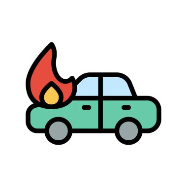 Araba kazası, sigorta ile ilgili vektör çizim simgesini dolu