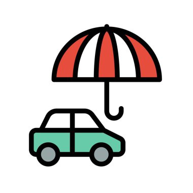 Dolgulu tasarım düzenlenebilir kontur simgesini araba sigorta vektör, sigorta ile ilgili