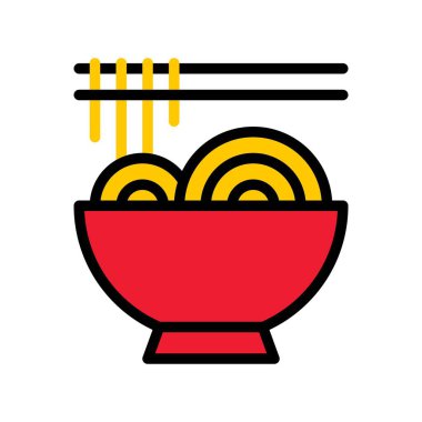 Çin noodle vektör, Çin ay yeni yıl anahat stil ikonu dolu. 
