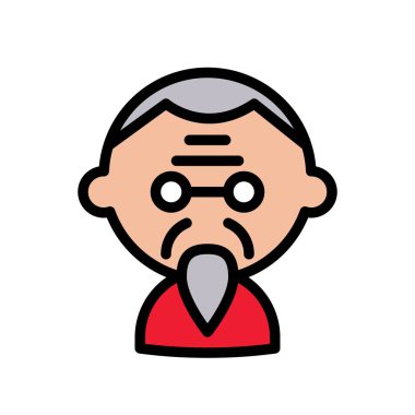 Çin yaşlı vektör, Çin ay yeni yıl anahat stil ikonu dolu. 