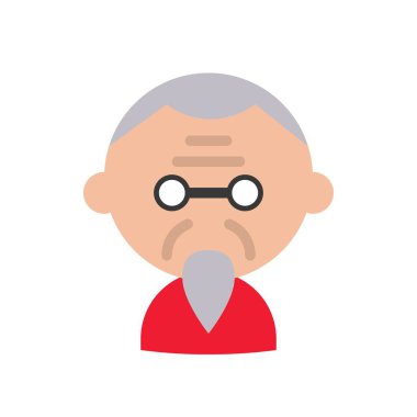 Çin yaşlı vektör, Çince ay yeni yıl stil ikonu düz. 