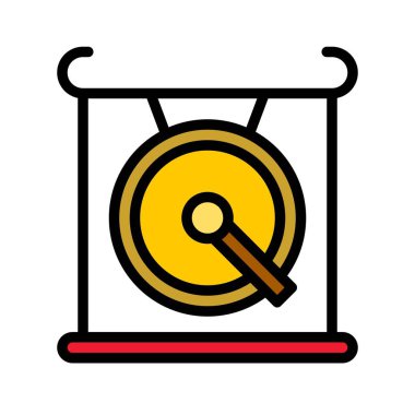 Gong vektör, Çin ay yeni yıl anahat stil ikonu dolu. 