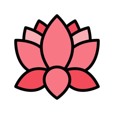 Lotus vector, Chinese lunar new year filled outline style icon 