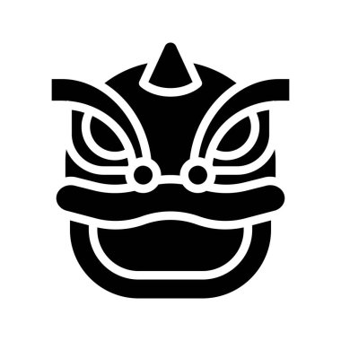 Aslan dans kafa vektör, Çin ay yeni yıl katı stil simgesi 