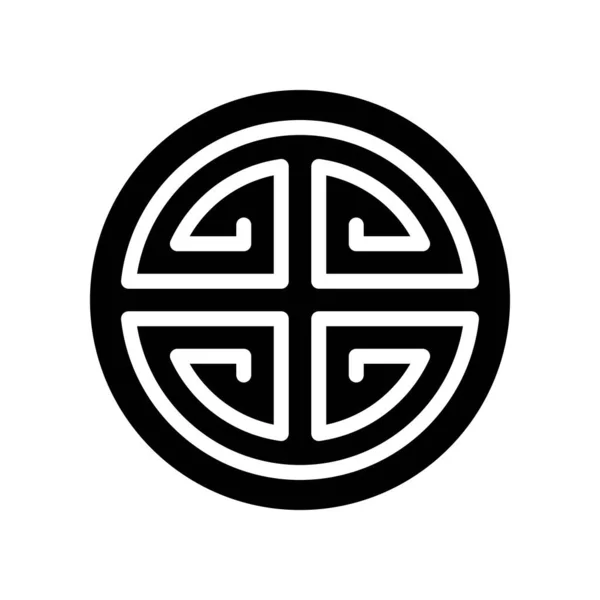 Vector Emblema Chino Icono Estilo Sólido Año Nuevo Lunar Chino — Vector de stock