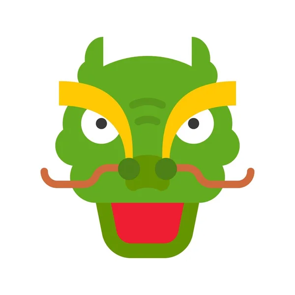 Dragon Head Vector Chinese Lunar New Year Flat Style Icon — Stock Vector