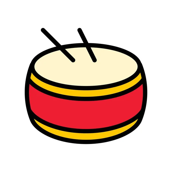 Drum Vector Chinese Lunar New Year Filled Outline Style Icon — 스톡 벡터