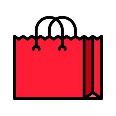 Kağıt çanta vektör çizim, dolgulu tasarım düzenlenebilir anahat simgesi