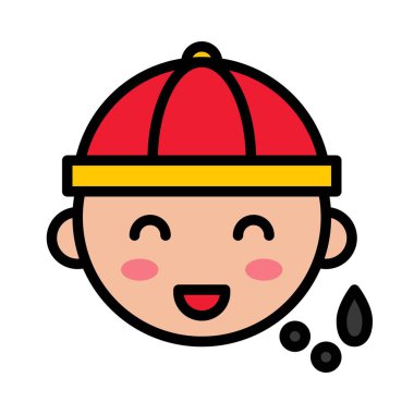 Çinli çocuk vektör, Çin yeni yılı karakter anahat simgesini düzenlenebilir kontur dolu.