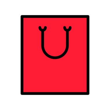 Kağıt çanta vektör çizim, dolgulu tasarım düzenlenebilir anahat simgesi