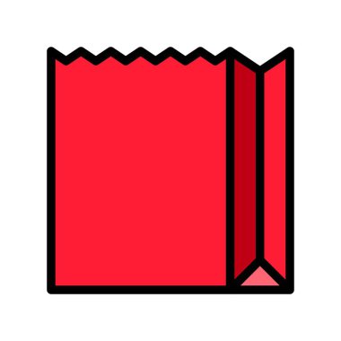 Kağıt çanta vektör çizim, dolgulu tasarım düzenlenebilir anahat simgesi