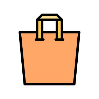 Kağıt çanta vektör çizim, dolgulu tasarım düzenlenebilir anahat simgesi