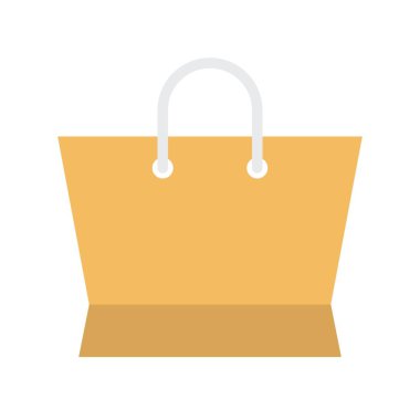 Kağıt çanta vektör çizim, düz tasarım simgesi