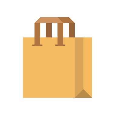 Kağıt çanta vektör çizim, düz tasarım simgesi