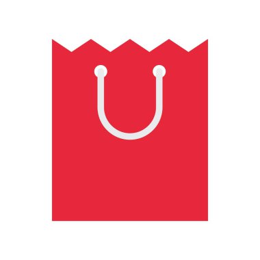 Kağıt çanta vektör çizim, düz tasarım simgesi