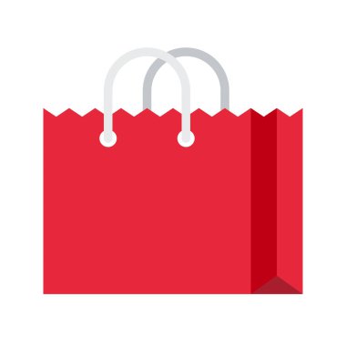 Kağıt çanta vektör çizim, düz tasarım simgesi