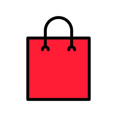 Kağıt çanta vektör çizim, dolgulu tasarım düzenlenebilir anahat simgesi